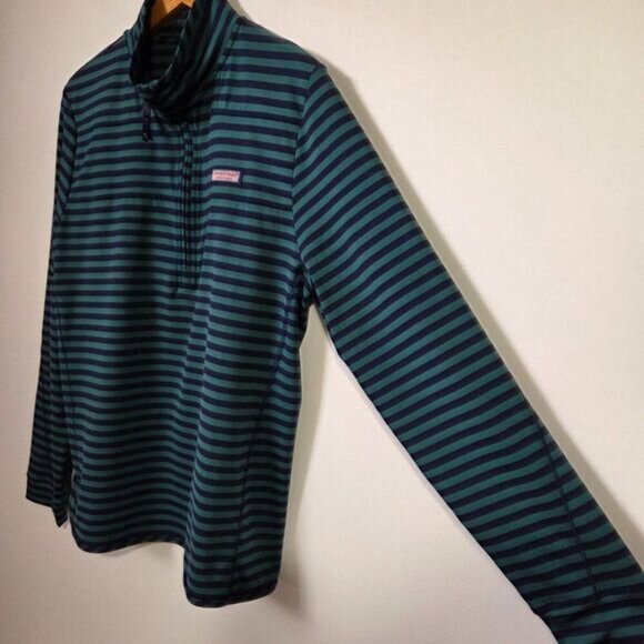LIKE NEW VINEYARD VINES BLUE/ GREEN THE SHEP LONGSLEEVES MOCK NECK TOP SIZE L - Picture 4 of 16